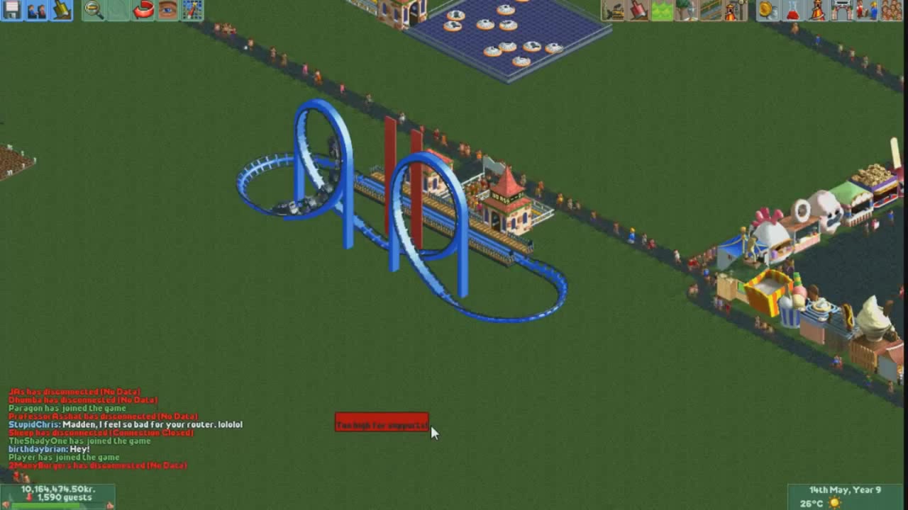 [Vinesauce] Joel Destroying Rollercoaster Tycoon Multiplayer Mod