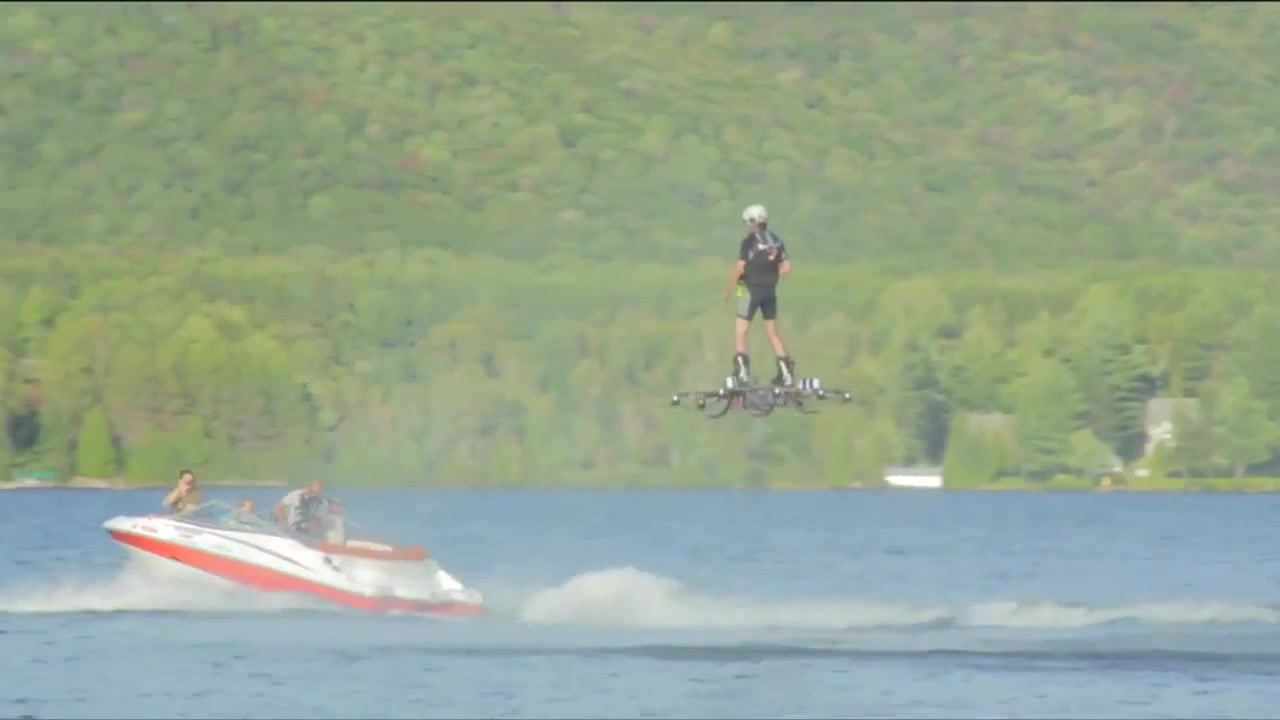 Levitating 5 meters above water Mesmerizing hoverboard flight across
