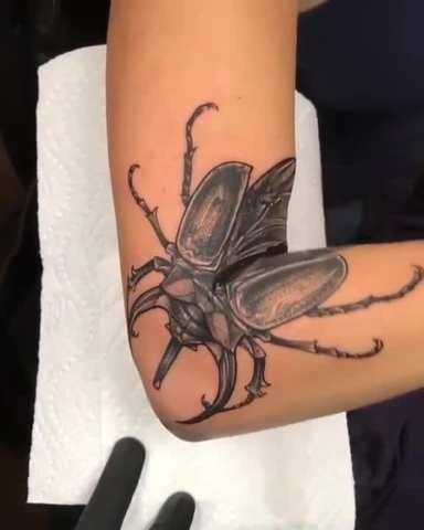 Wonderful Beetle Tattoo On Half Sleeve