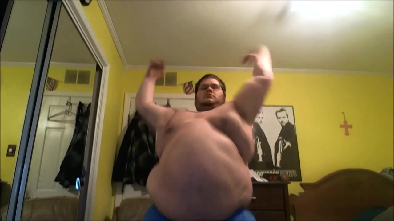 Fat guy belly dance